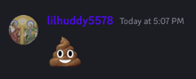 a picture of jesus and a picture of a poop with the name lilhuddy written below it