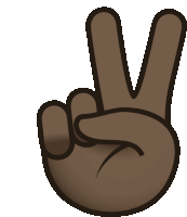 a black hand is making a peace sign with its fingers