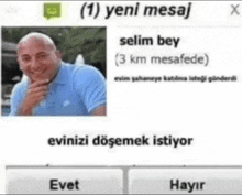 a picture of a bald man with the name selim bey on the top