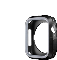 a black apple watch case with a silver rim