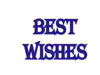 a white background with blue letters that say best wishes