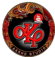 a logo for akrho studio shows a dragon