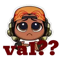 a cartoon character with a sad look on his face and the word val in red