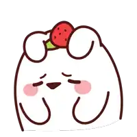 a cartoon character with a strawberry on top of its head