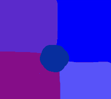 a blue and purple background with a blue circle in the middle