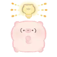 a pink pig with a light bulb above it 's head