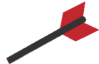 a red and black arrow with a black shaft