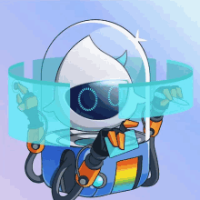 a cartoon of a robot wearing a helmet and glasses