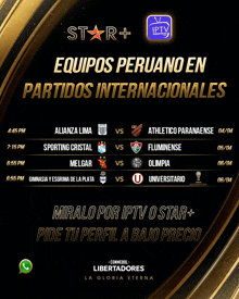 a poster for equipos peruano in partidos internacionales