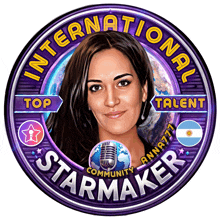 a logo for international starmaker with a picture of a woman in the center