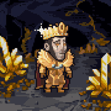 a pixel art drawing of a king with a crown