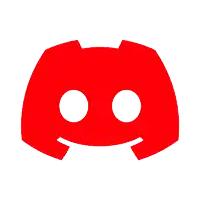 a red discord logo with a white circle in the center