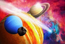 an artist 's rendering of the planets in the solar system including saturn