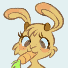 a drawing of a rabbit eating a carrot