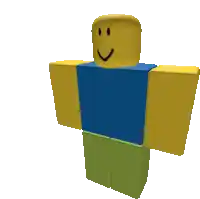 a roblox character with a blue shirt and yellow arms is smiling