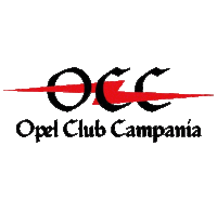 a logo for opel club campania with a red stripe