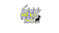 a logo for a company called meko photo with a picture of a dog