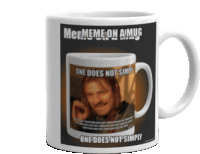 a mug with a picture of sean bean and the words one does not simply on it