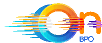 a colorful logo for bpo with a blue circle