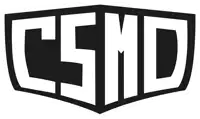 a black and white logo for csmd is shown