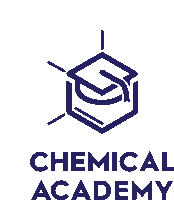 a logo for the chemical academy has a graduation cap on it