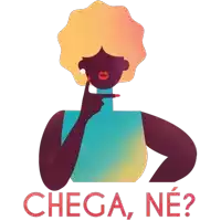 an illustration of a woman with red lipstick and the words chega ne