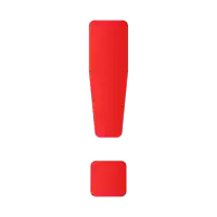 a red exclamation point with a square underneath it