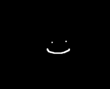 a white smiley face is floating in the dark on a black background .