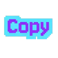 a pixel art of the word copy in purple on a blue background