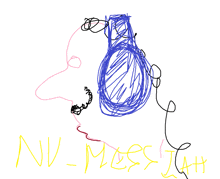 a drawing of a man wearing headphones with the words " nv = moss jah " written below it