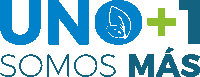 a logo that says uno + 1 somos mas with a leaf