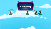 a video game screen shows four remaining players in the sky