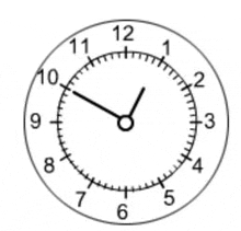 a black and white clock with the hands on the numbers 1 and 12