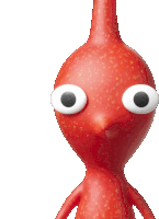 a red toy with big white eyes and a long nose