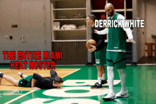 derrick white is the entire miami heat roster on the basketball court