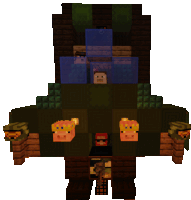 a minecraft drawing of a man with pig faces on his back