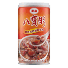 a can of mixed congee with a spoon