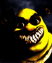 shrek from the movie shrek has a very large mouth and teeth