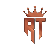 a logo with the letter rt and a crown on top