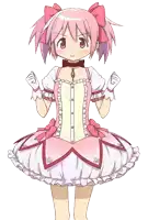 a drawing of a girl with pink hair and a white dress