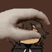 a pixel art of a person with a hood on their head