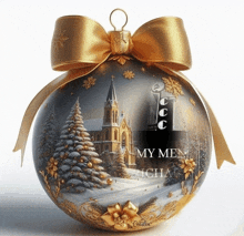 a christmas ornament that says my men icha