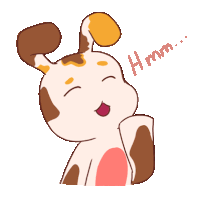 a cartoon drawing of a dog with the word hmm below it