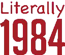 a pixelated logo for literally 1984 in red