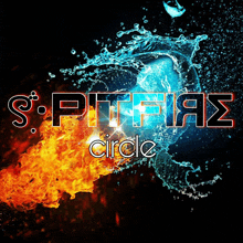 a logo for the spitfire circle with a fire and water splash