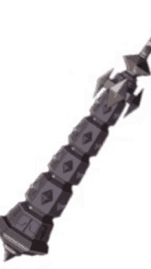 a very long sword with a lot of spikes on it is on a white background .