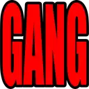 the word gang is written in red on a white background