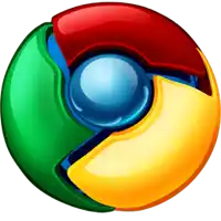 a colorful google chrome logo with a blue ball in the center