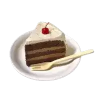 a slice of cake with a cherry on top is on a white plate with a fork