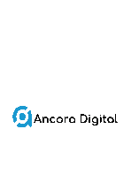 a logo for ancora digital with a blue circle on a white background